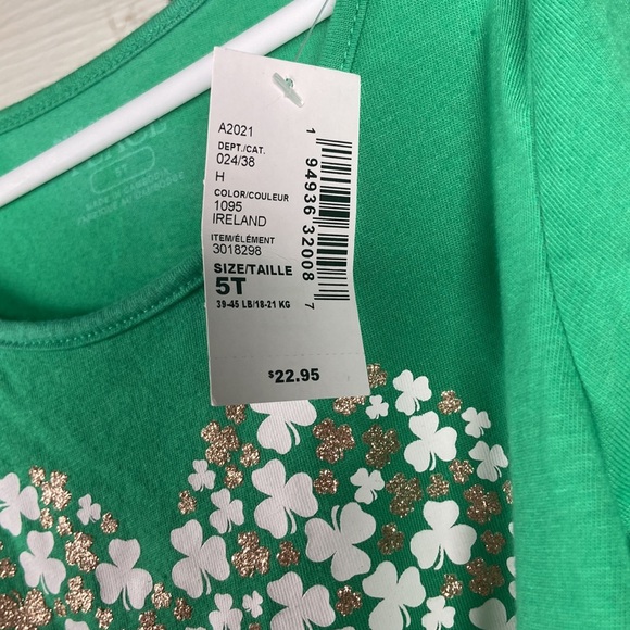 Girls Childrens Place Two Piece Green Shamrock Pant Set Size 5T‎ NWT - Picture 4 of 5